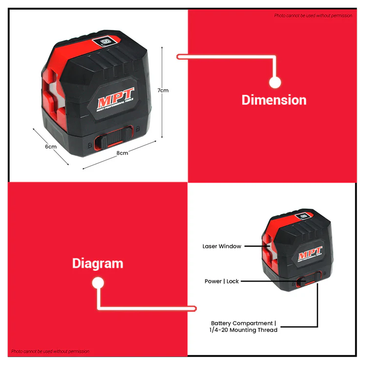 ميزان ليزرى 2 خط اخضر 515ملم MPT MLL2001G